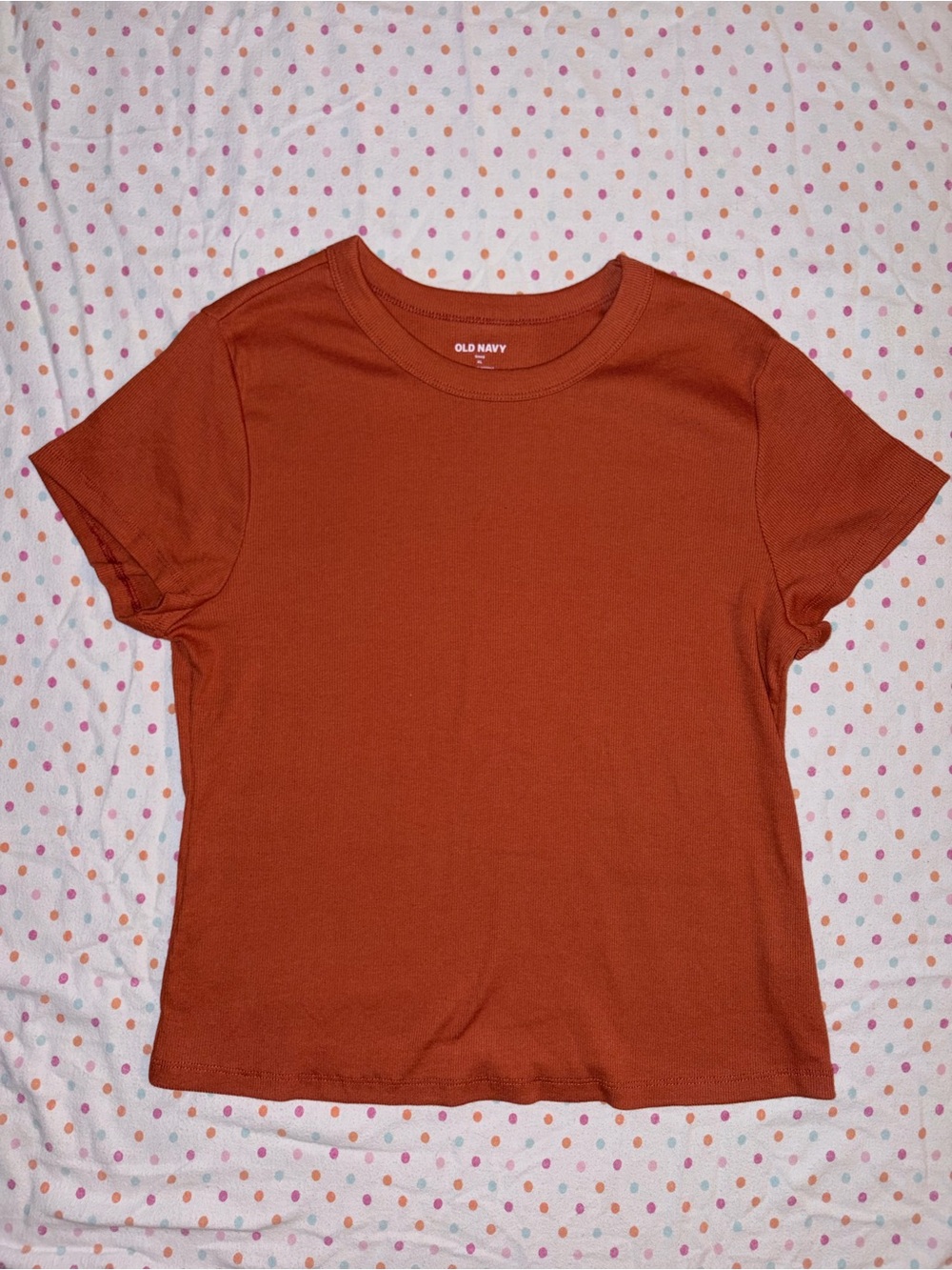 Old Navy Burnt Orange Ribbed Baby Tee Women's XL
